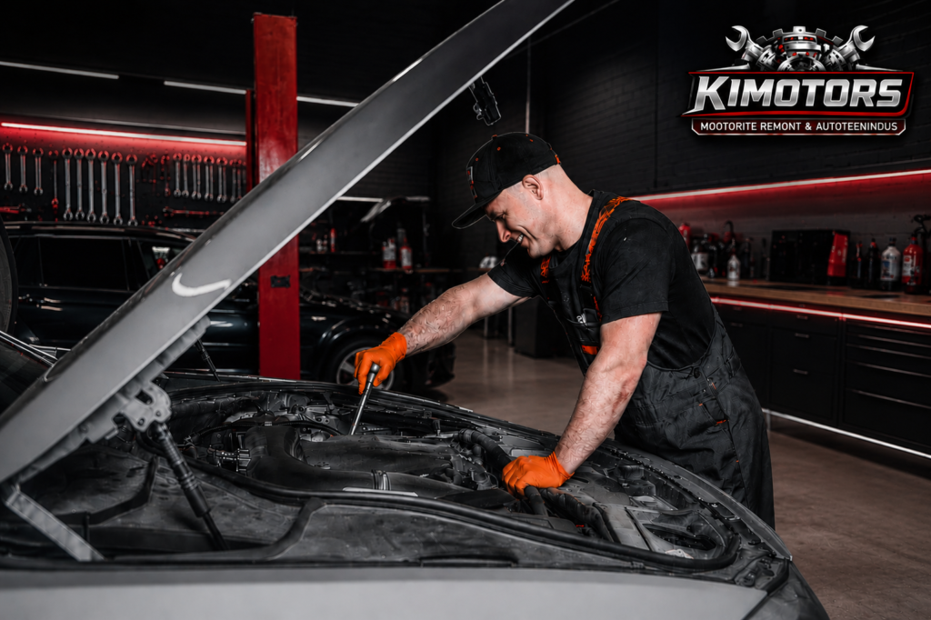 Kimotorsi mehaanik teostab mootoriremonti